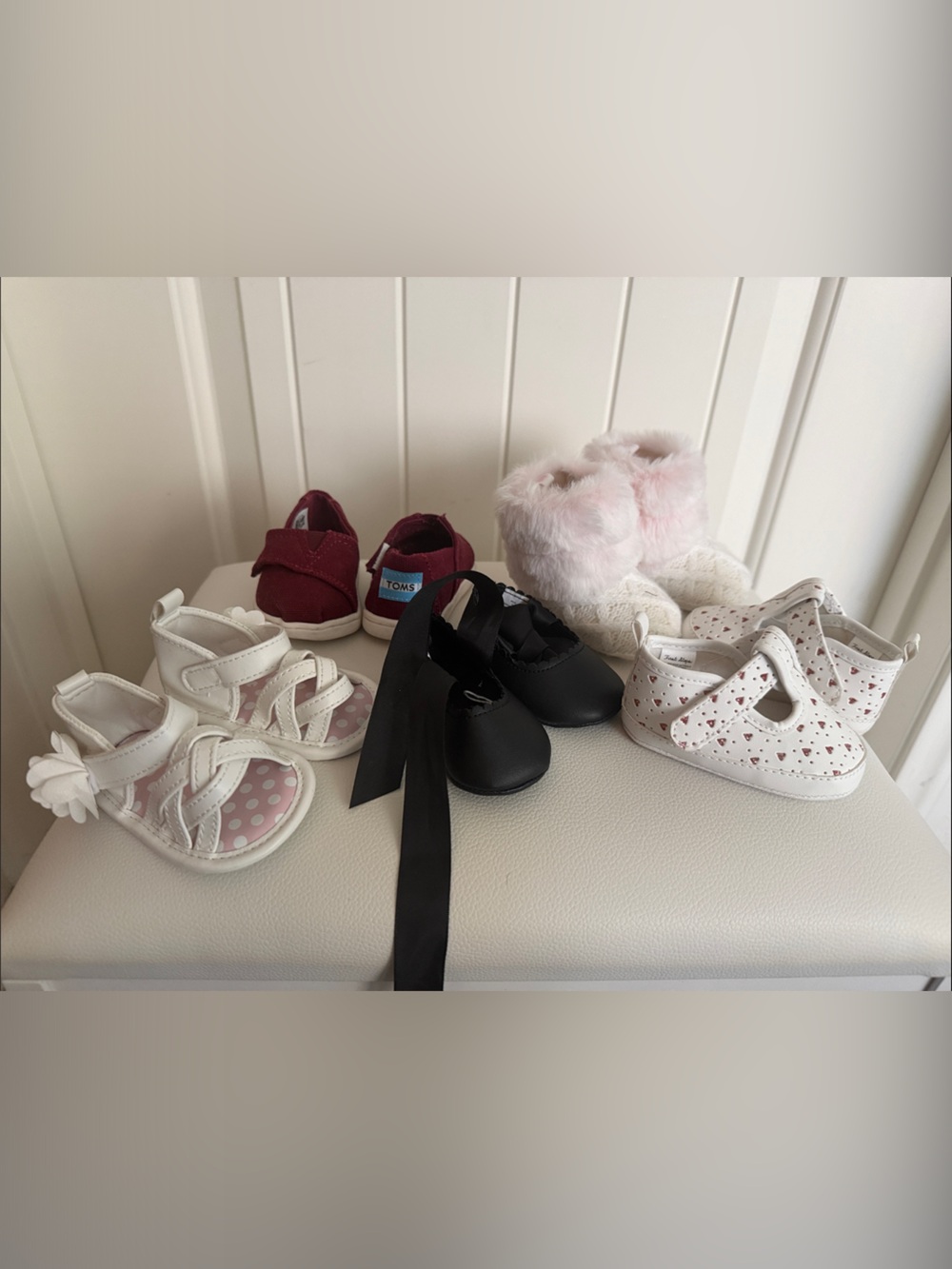 Assorted Baby Walker Shoes in Burgundy, Black, Pink & White - Multi-Pack Styles